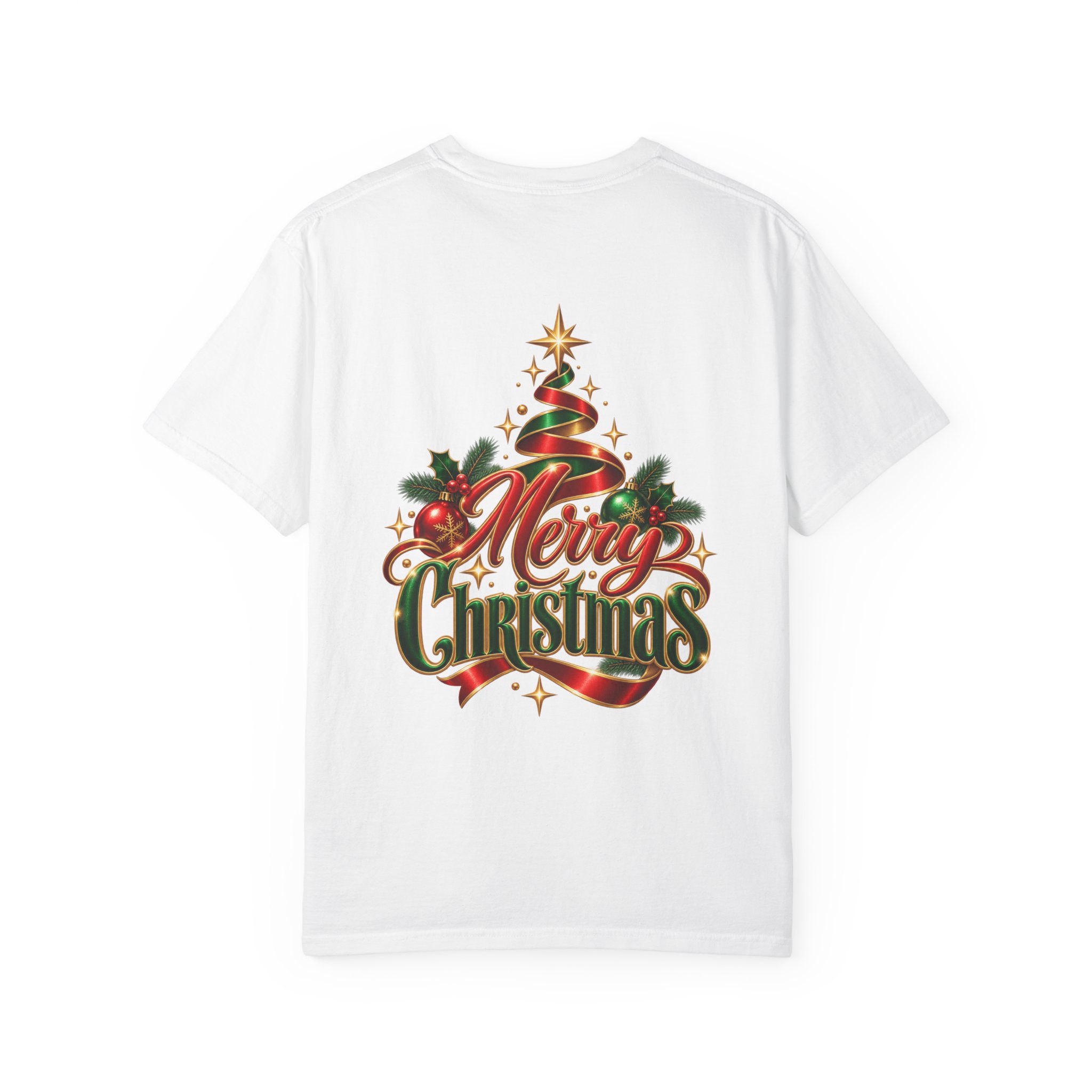 Merry Christmas Graphic T-Shirt — Festive Tree & Ribbon Holiday Tee - Image 6
