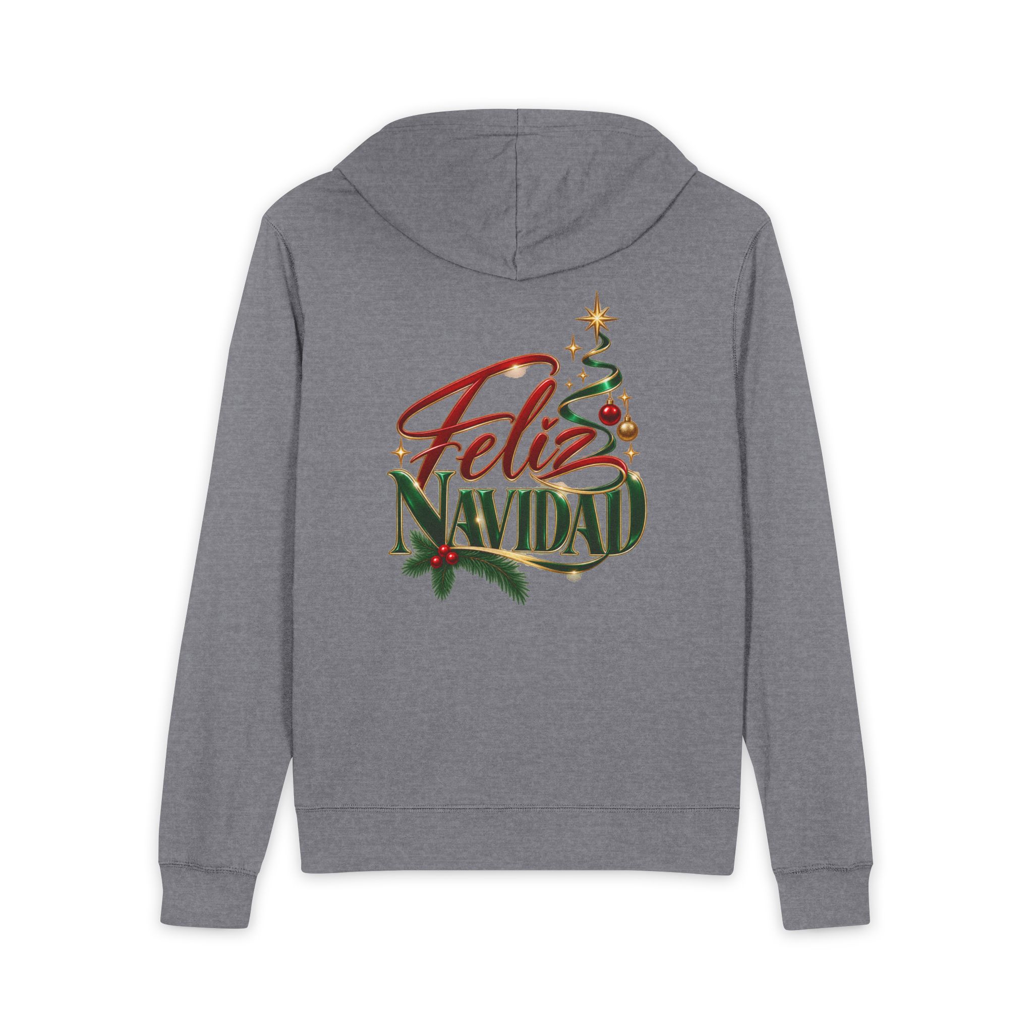 Feliz Navidad Zip Hoodie — Festive Christmas Tree & Holly Holiday Hoodie - Image 5