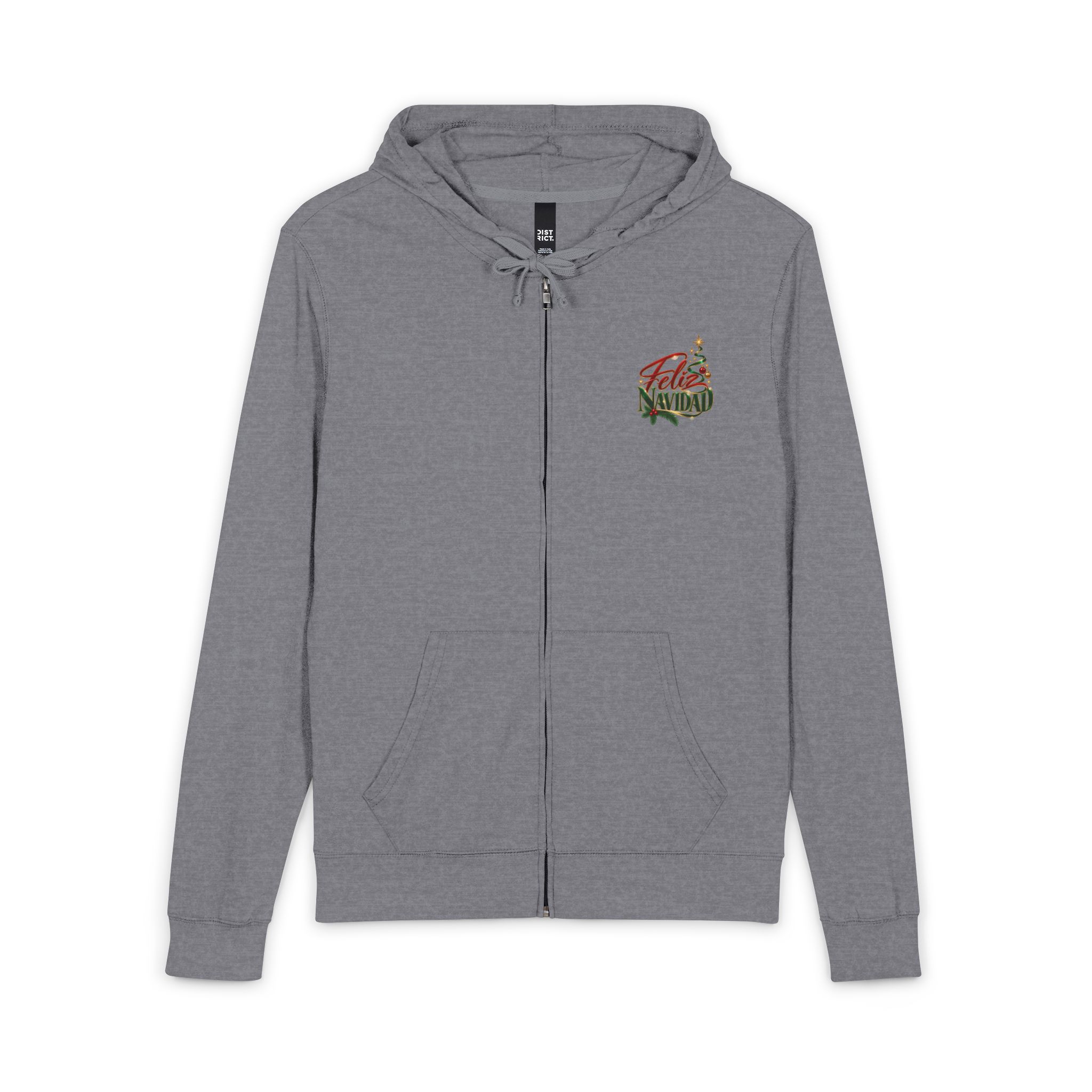 Feliz Navidad Zip Hoodie — Festive Christmas Tree & Holly Holiday Hoodie - Image 4